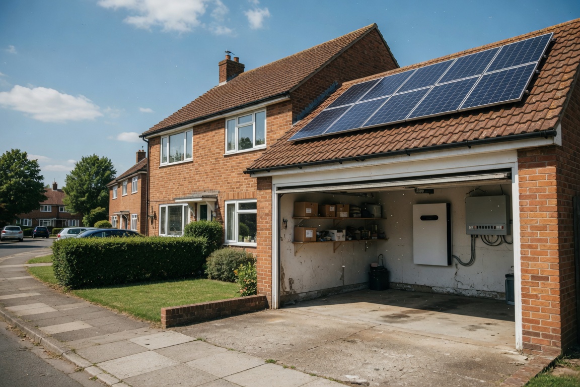 UK home with solar panels and battery storage system installed