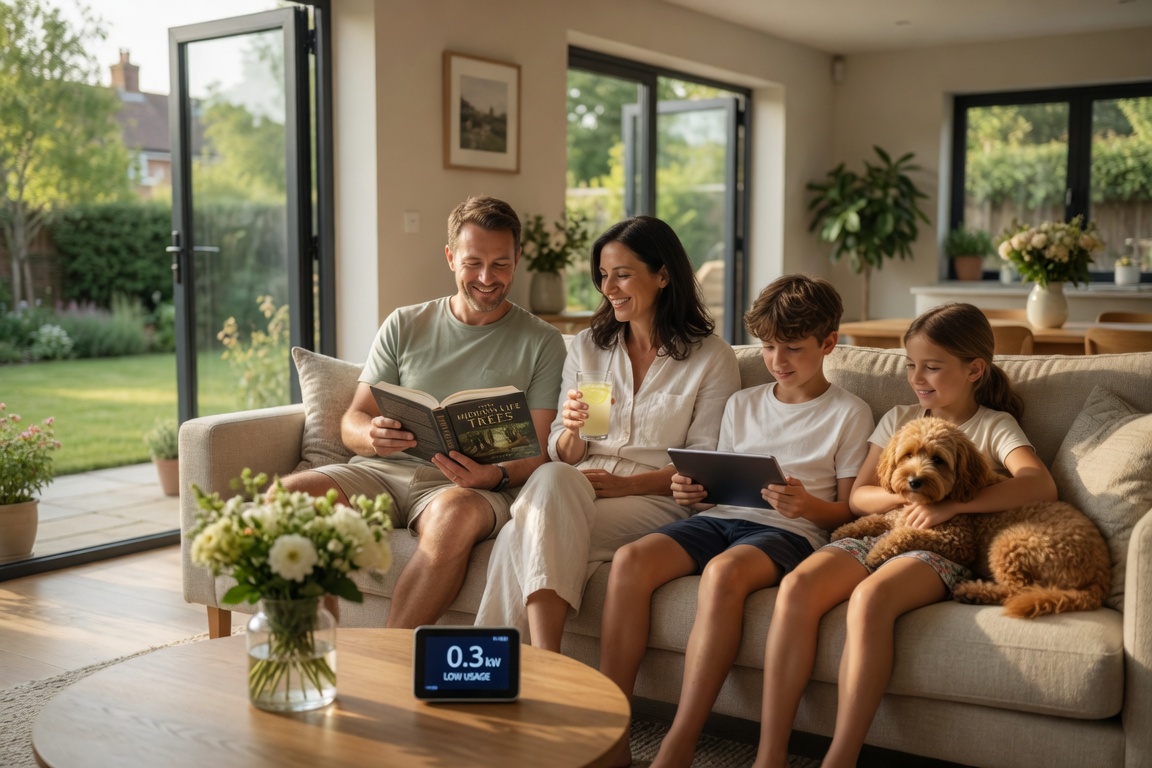UK family saving money on energy bills after switching to renewables in 2026