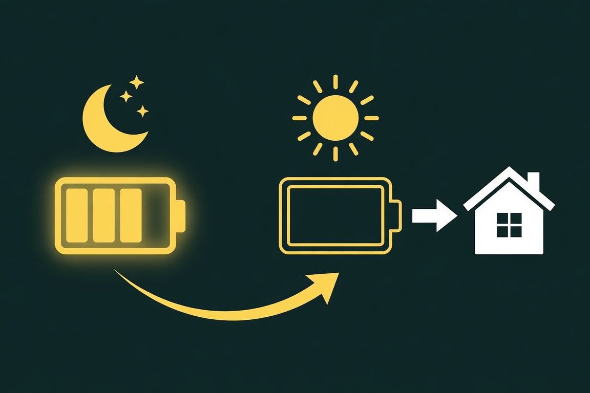 Home battery storage without solar working through overnight charging and peak discharging